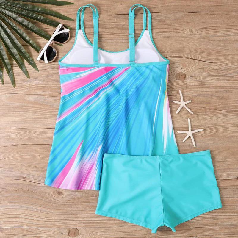 2023 Multicolor Printed Conservative Boyleg Plus Size Swimwear for Women