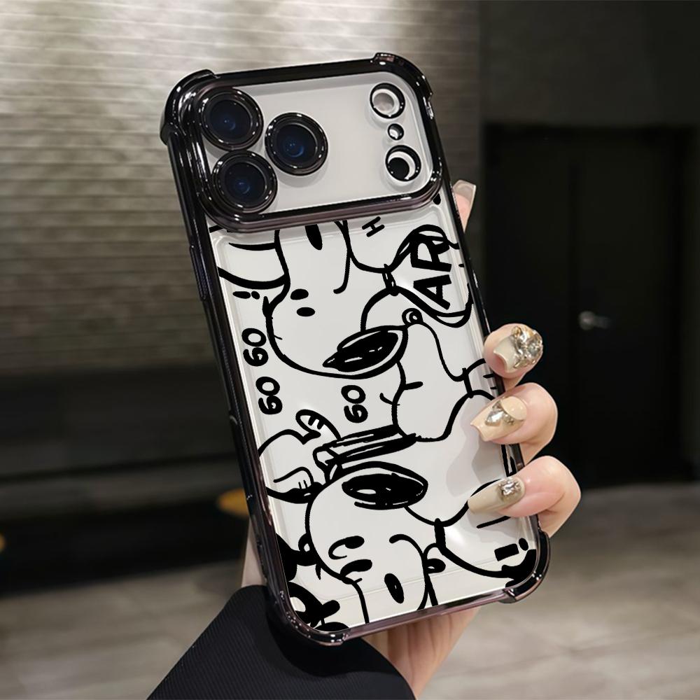 

Cute S-Snoopys Dog Line Phone Case for iPhone 17 Air 16 15 14 Plus 13 12 11 Pro Max X Xs XR 8 e Anti-drop Transparent Soft Cover iPhone 12 Pro