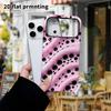 Phone Case: 2D Flat Design Suitable for iPhone 18, 17, 16, 15, 14, 13 Pro Film Protective Case, Couple Style, Pink and Black Polka Dots, Christmas and