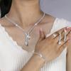Europe, America, Zircon Water Drop Choker Light Luxury Necklace Earrings Bracelet Ring Bridal Wedding Dress Jewelry
