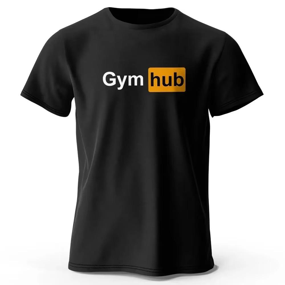 

Мужская футболка с принтом Gym Hub 100% хлопок Оверсайз Смешные графические футболки для мужчин Летние топы XXXXXL чёрный