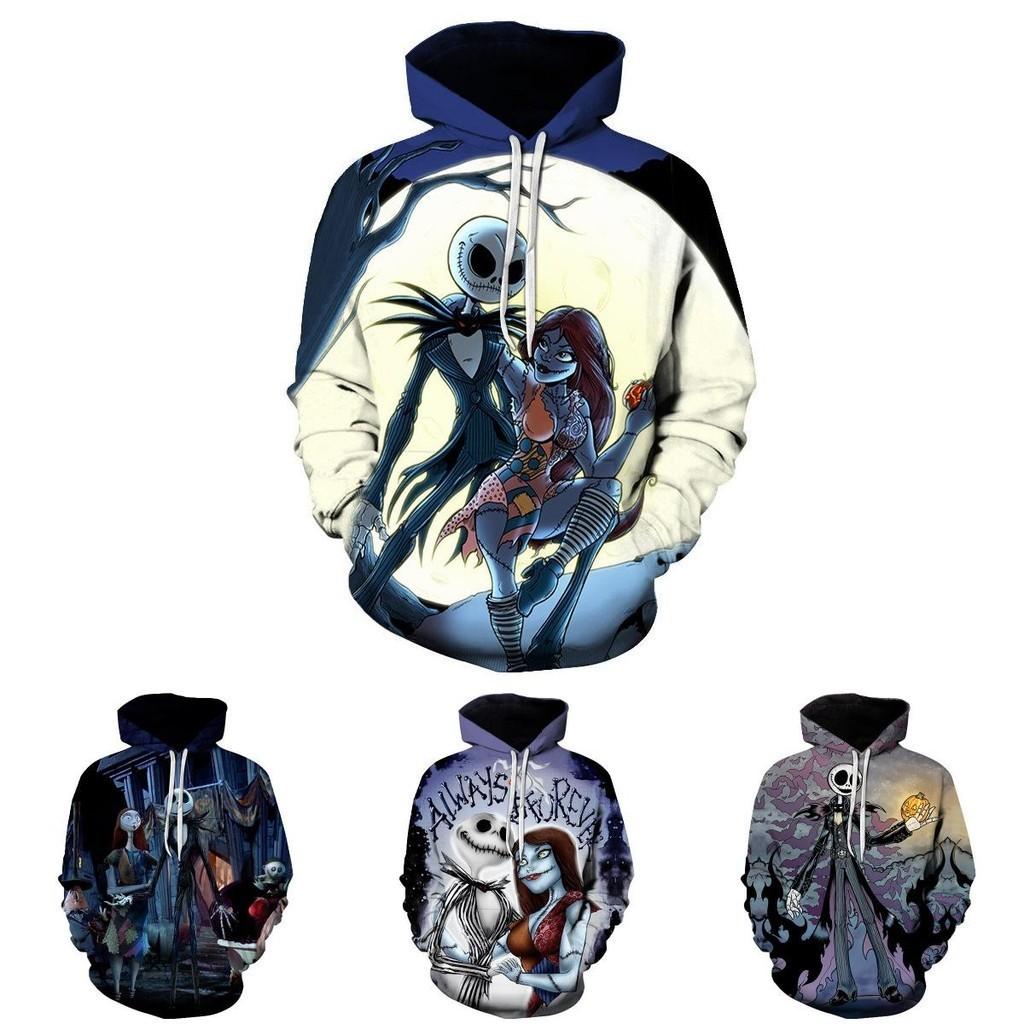 Nightmare Before Christmas Hoodie Pullover Sweatshirt Featuring Jack And Sally Design