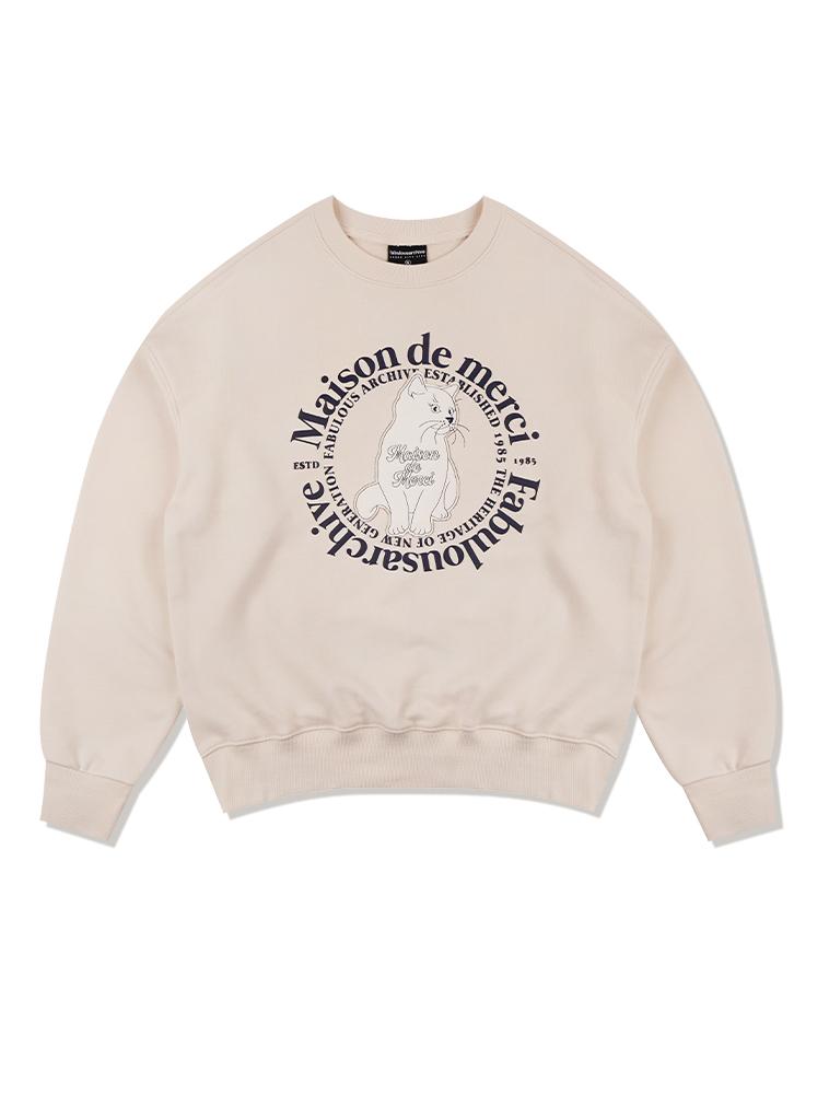 LA MAISON STUDIO Women'S Crop Maison Catpatch Heavy Terry Sweatshirt Cream (Fcd3Ts710W)