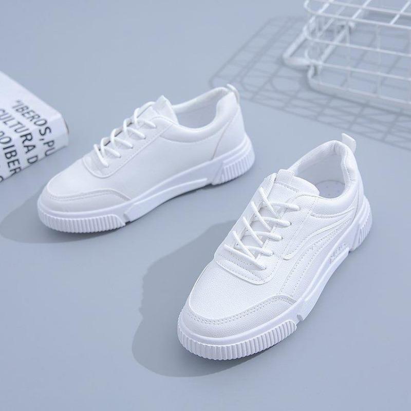 Kleine witte schoenen dames herfst nieuwe damesschoenen ulzzng vetersluiting voor platte zool dames board schoenen