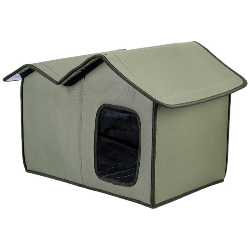Outdoor Cats House Waterproofed Oxfords Fabric Portable Pet Shelter For Winter Garden Balconies