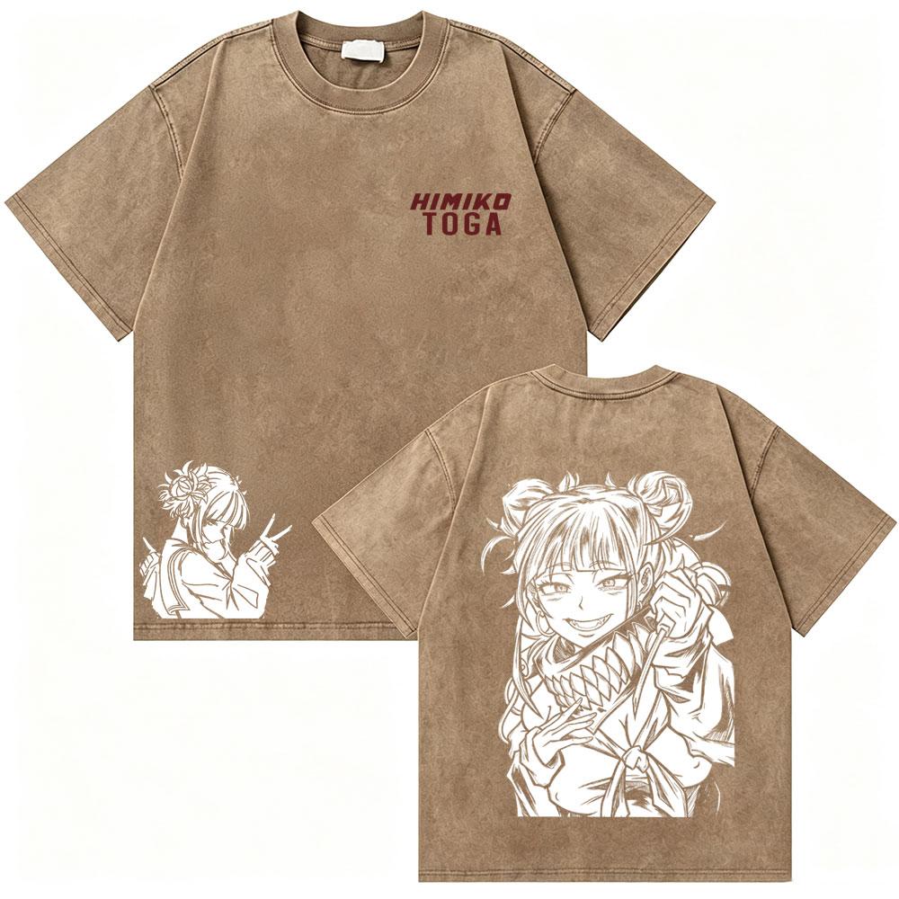 Washed Vintage Anime My Hero Academia Eijiro Kirishima T-shirt Men Women Manga Casual Retro T-shirts Men's Cotton Oversized Tees