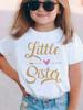 T-shirt Kawaii Cuore "Amo la Sorellina" Manica Corta Estiva T-shirt Bambini Bambine Primavera Top Casual