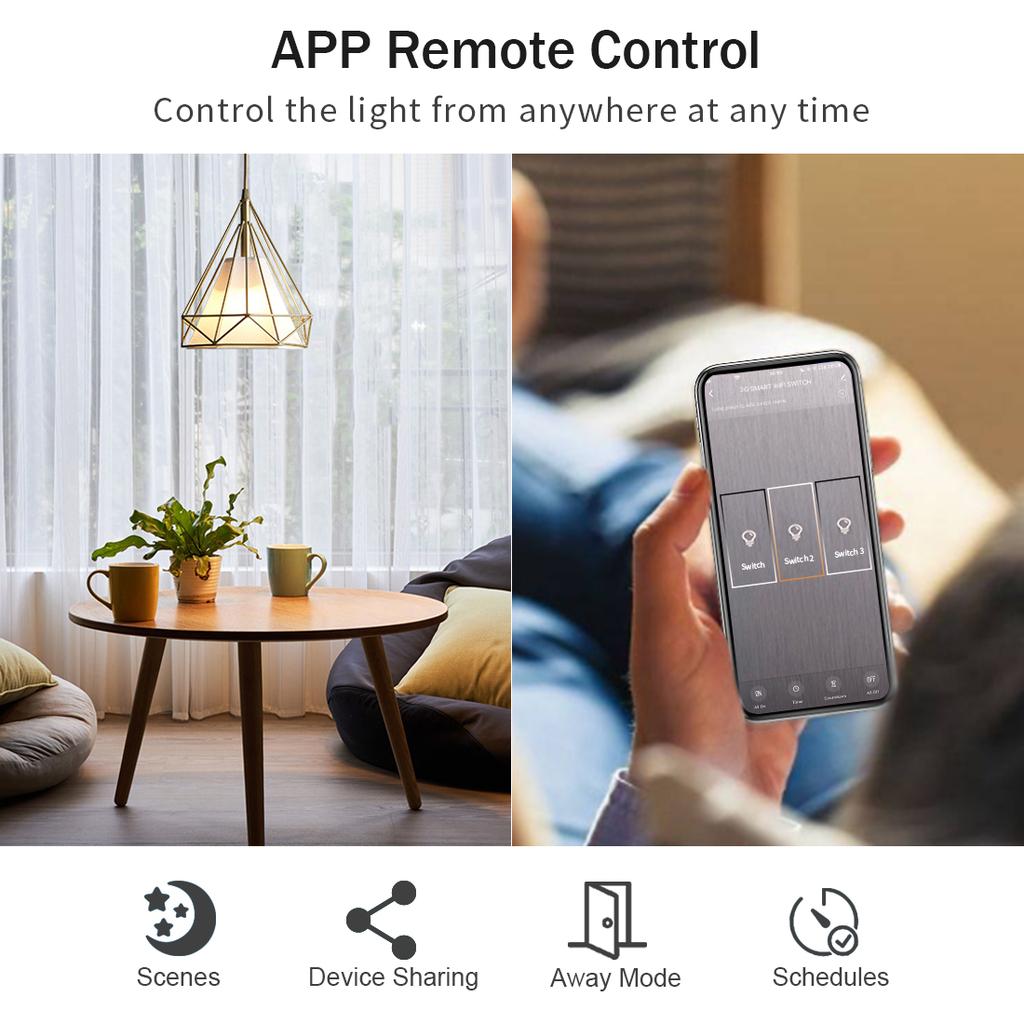 Bingoelec Tuya Smart Life APP Remote Control US Standard 3 Gang WIFI Touch Lights Smart Switch