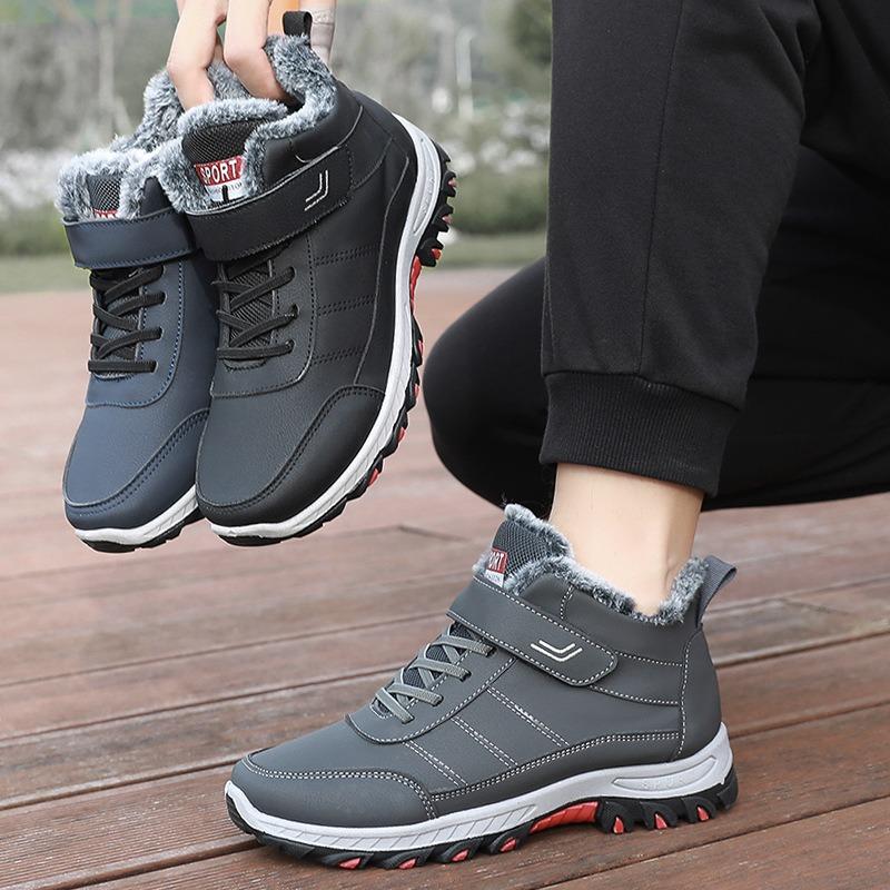 Winter Neue Herren Plüsch Warme und Strapazierfähige Outdoor Wander Baumwollstiefel mit Klettverschluss Leichte und Bequeme Schneestiefel