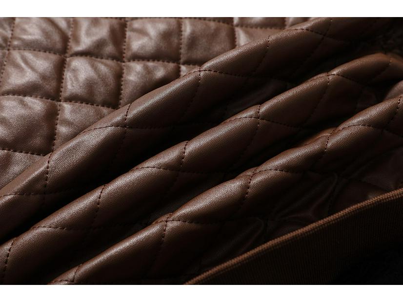 Men's Black Stand Collar Leather Jacket with Zipper Welt Pockets and Straight Hem for Autumn/Winter Casual Wear