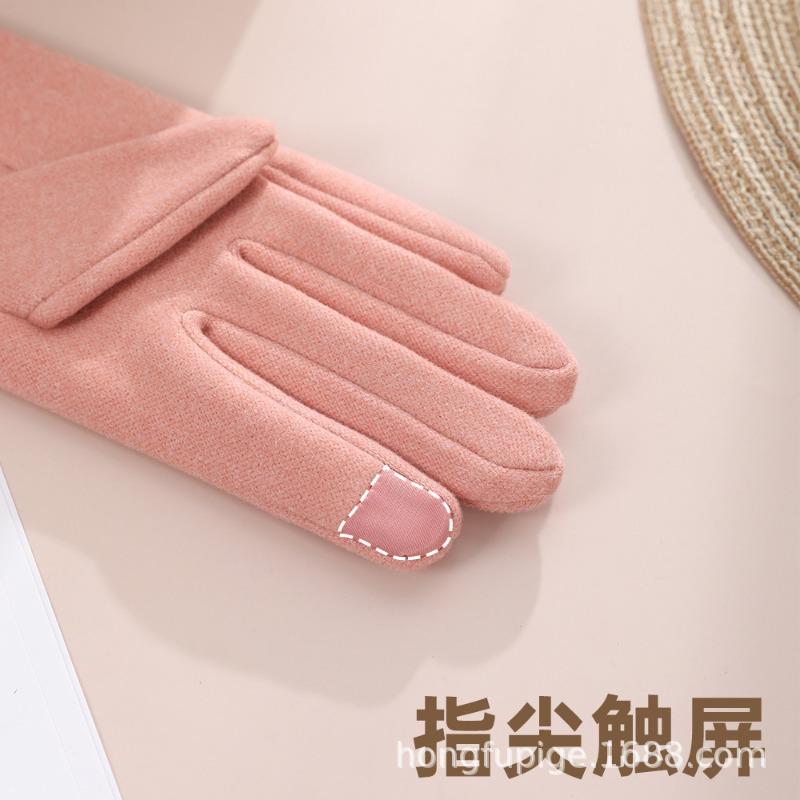 Warm gloves Three-line rabbit velvet men's and women's fashion cold-proof velvet outdoor cycling autumn and winter gloves