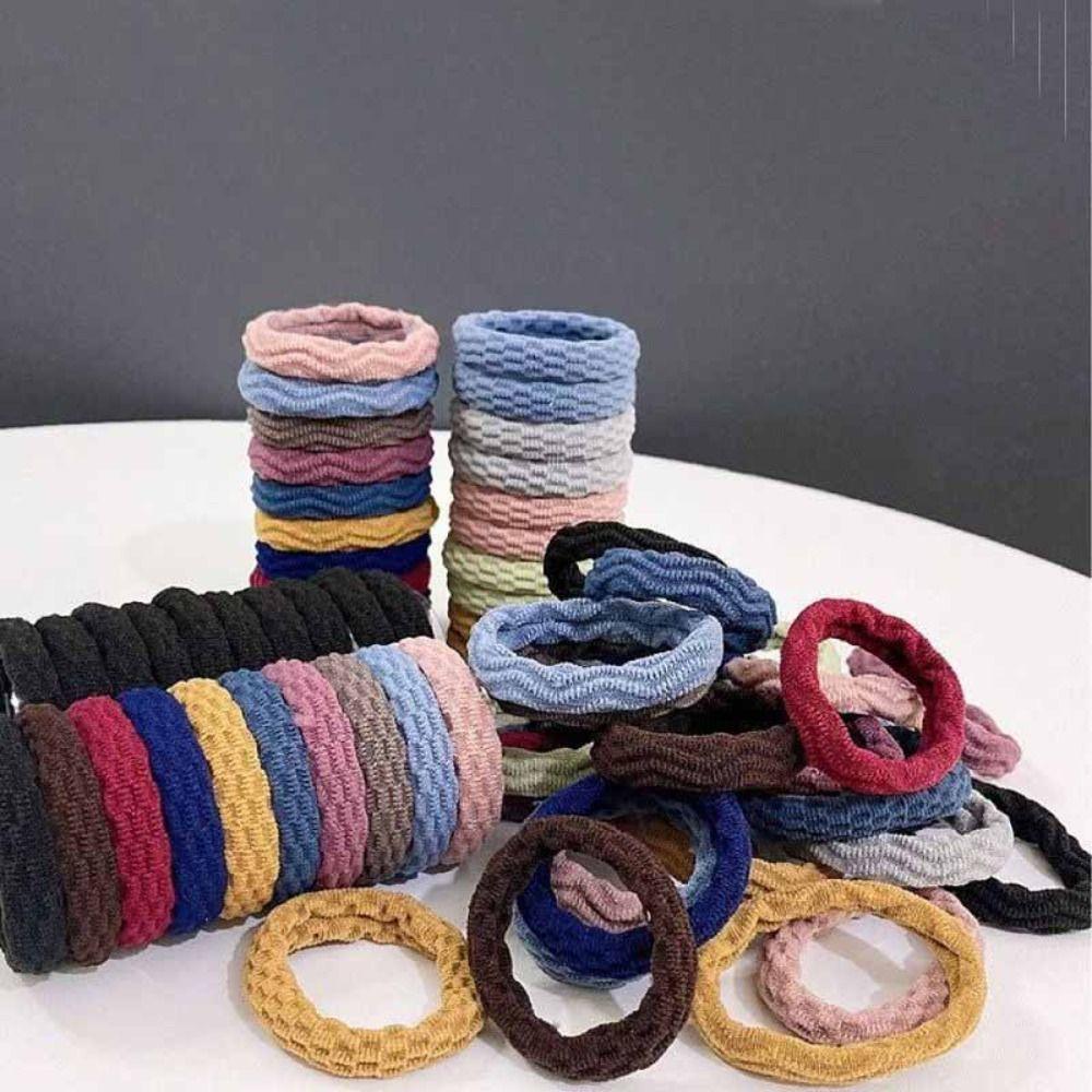 10Pcs Elastic Rubber Bands Hair Ties Ponytail Holder Solid Color Hair Rope  Women