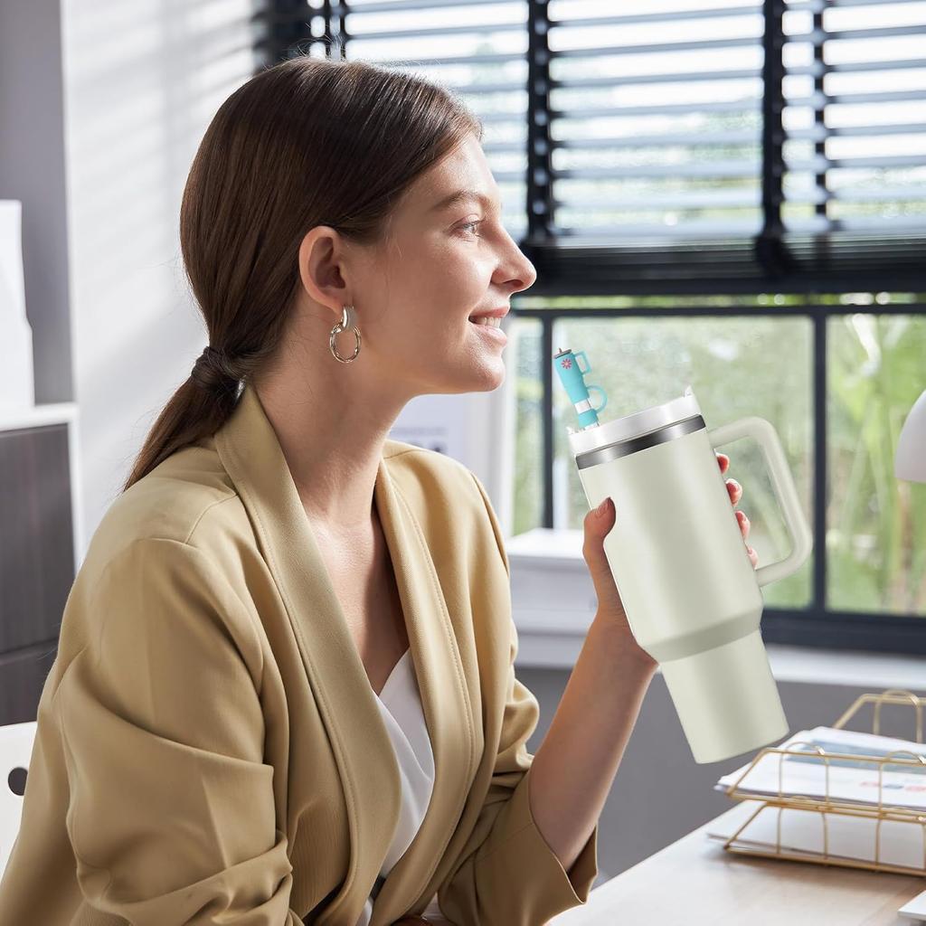 6PCS Straw Cover Cap for Stanley Cup 30oz & 40oz, 10mm/0.39inch Silicone Straw Caps Mini Tumbler Straw Toppers Dust Resistant Spill Proof Stanley Cup