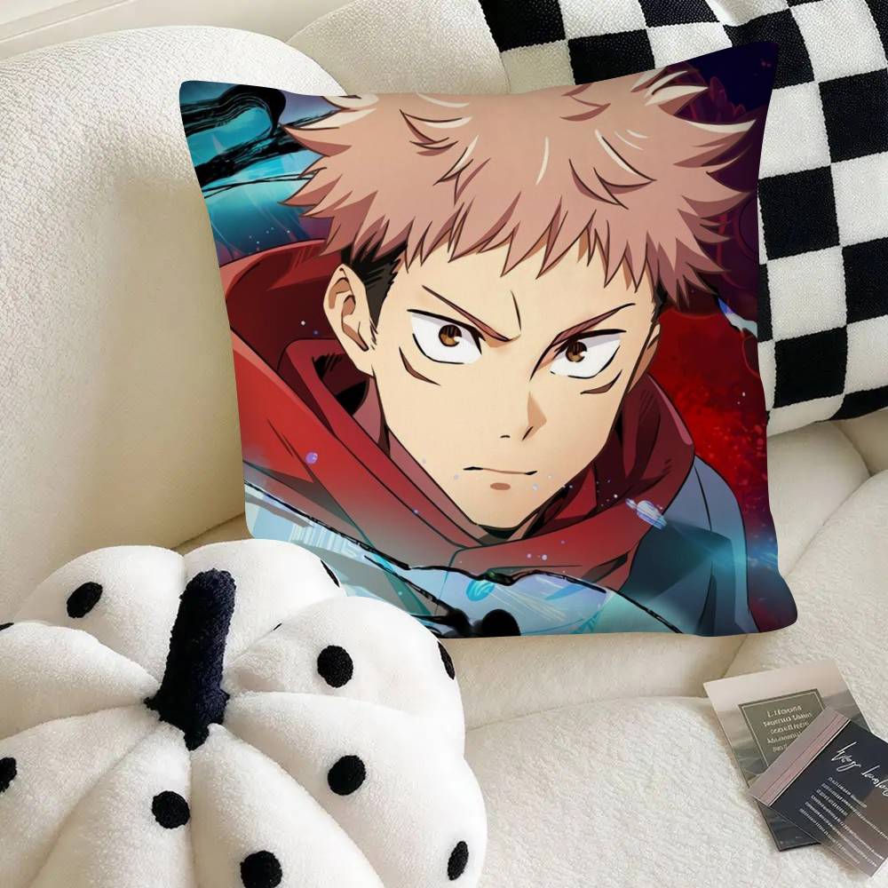 Anime-Charakter Yuji Itadori Kissenbezug Modischer quadratischer Kissenbezug Schlafzimmer Sofa Raum Ins Dekoration Freizeit