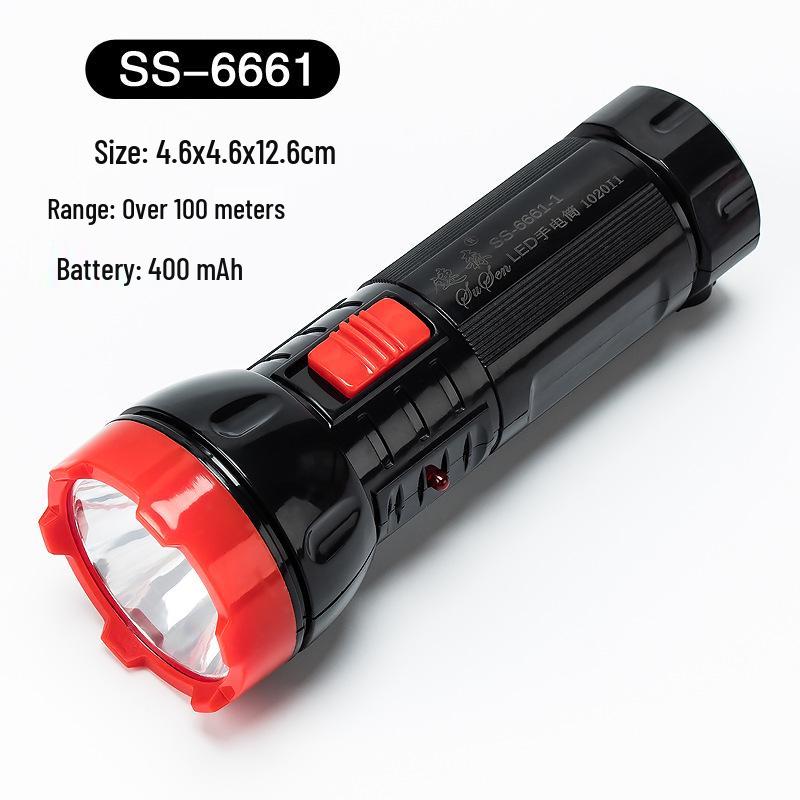 Rechargeable LED Flashlight: Mini, High-Power, Strong Illumination, Lightweight Plastic Design for Household Use