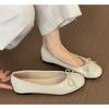 Fashion Designer Red Elegant Bowknot Round Toe Women's Flat Shoes Comfort Slip-On Ladies Ballerina Single Mules Shoes Zapatos Mujer