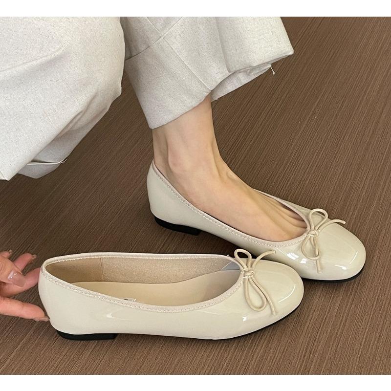 Fashion Designer Red Elegant Bowknot Round Toe Women's Flat Shoes Comfort Slip-On Ladies Ballerina Single Mules Shoes Zapatos Mujer