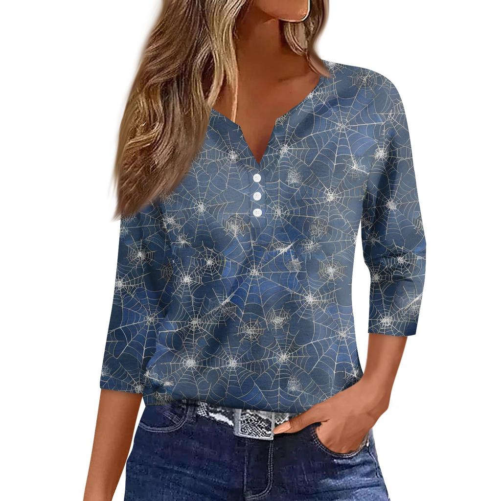 Women's Casual Fashion Sexy Comfortable V-Neck Halloween Seven Sleeve Top