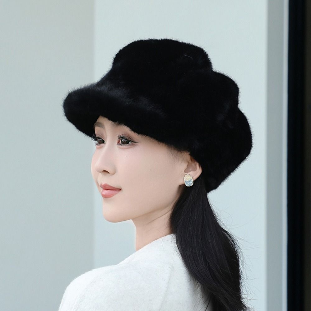 Protection From Cold Plush Thick Warm Hat Imitation Mink Winter All-match Hat Women Beret