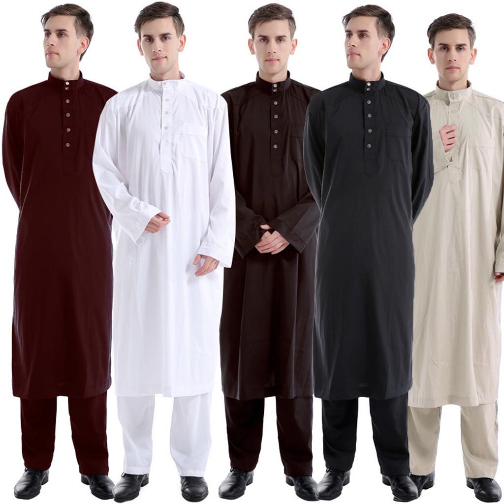 Men Ethnic Long Sleeve Islamic Muslim Middle East Maxi Robes Pants Suite Kaftan Buy At A Low Prices On Joom E Commerce Platform