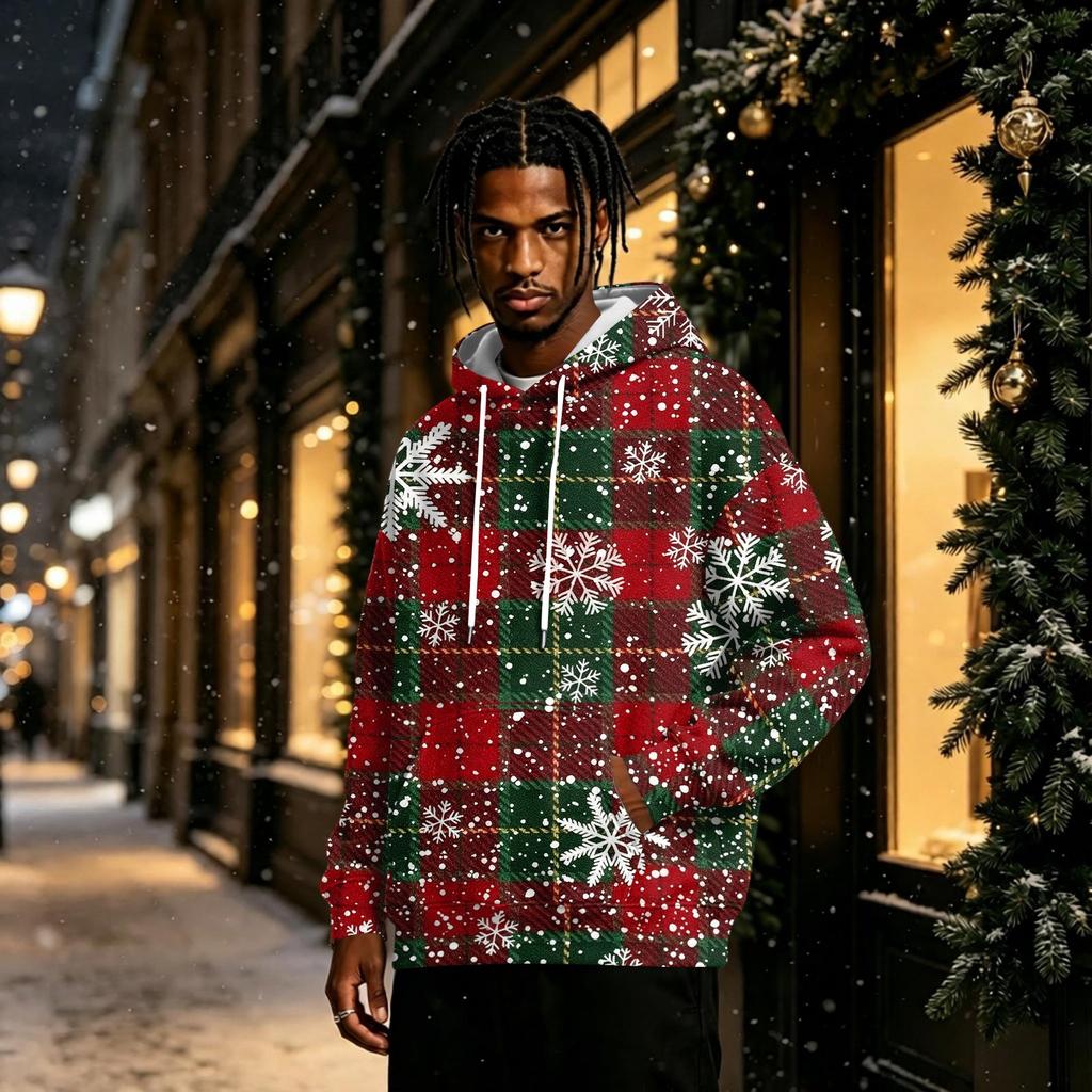 Men's Christmas Hoodie with Long Sleeve Pullover Sweatshirt