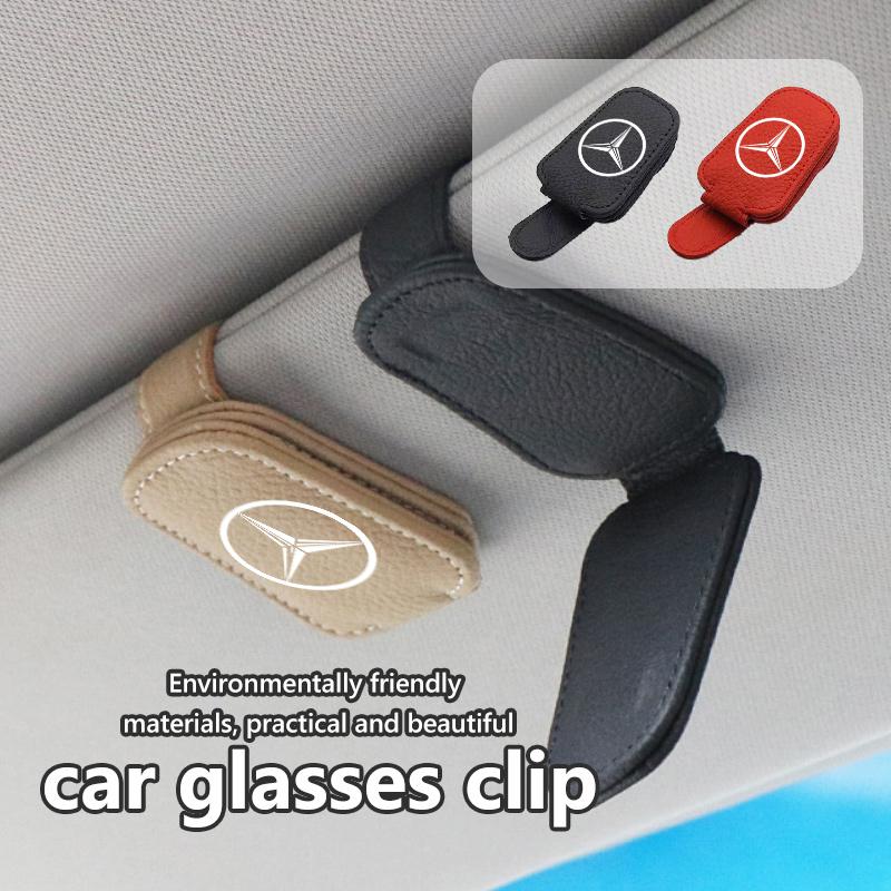 BAJ1 For Benz Car Sunshades Magnetic Leather Sunglasses Ticket Clip Auto Accessories AMG Exclusive A C E R V Class CLA CLS C180 C200