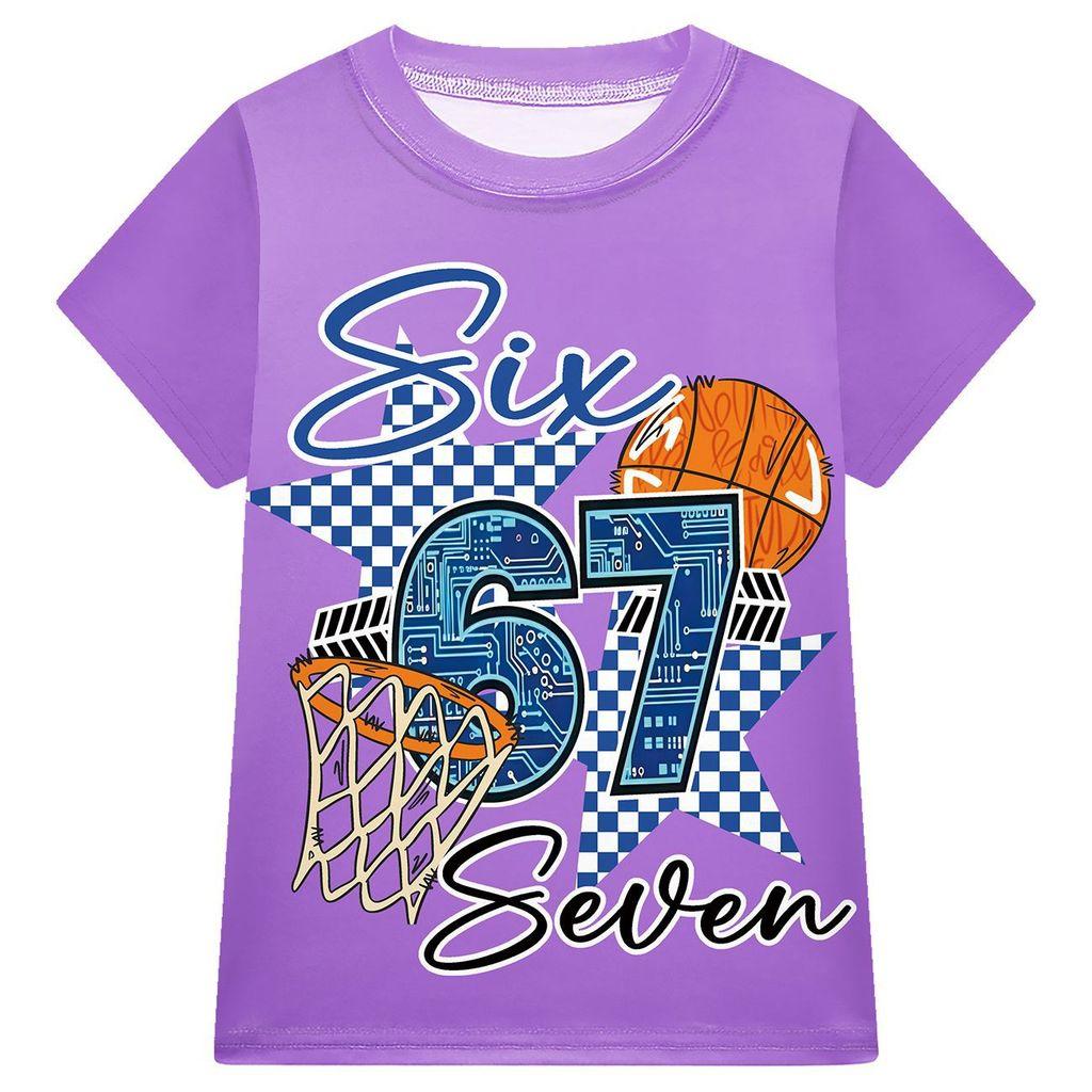 3341 Multi-color Kids Boy Girl Brainrot 67 Print T-Shirt Top