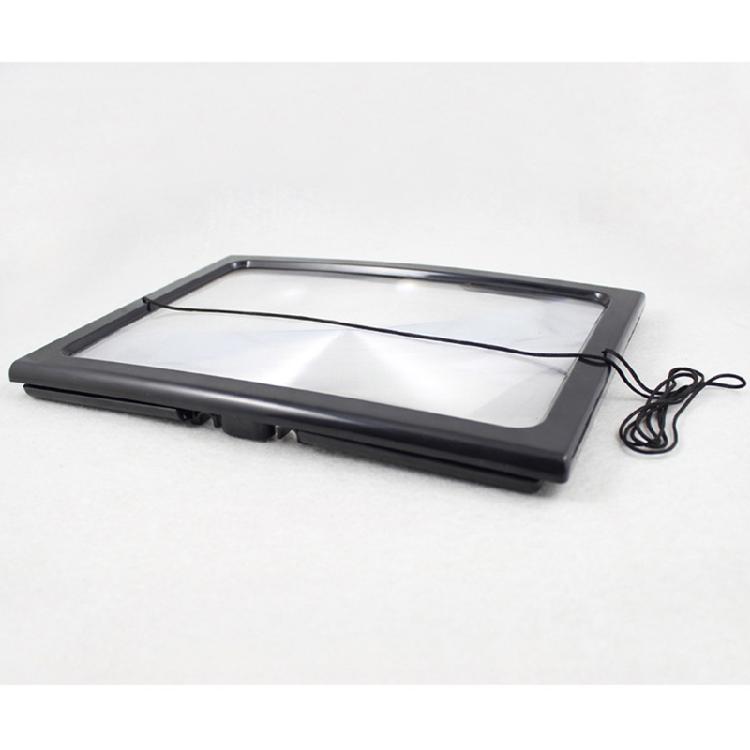 Glass Hands-Free Large Rectangular Desktop Reading Magnifying Glass with 4 LED
