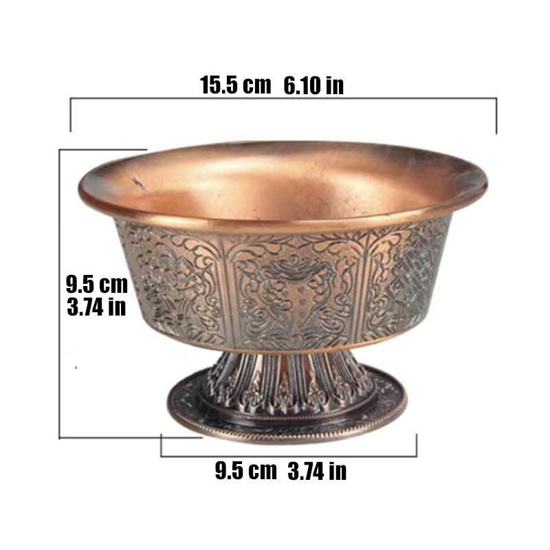 Multifunctional Sanskrit Buddhist Incense Fire Bowl Red Copper Tribute Engraving Fire Serving Tray Mandala Smoke Supply Furnace