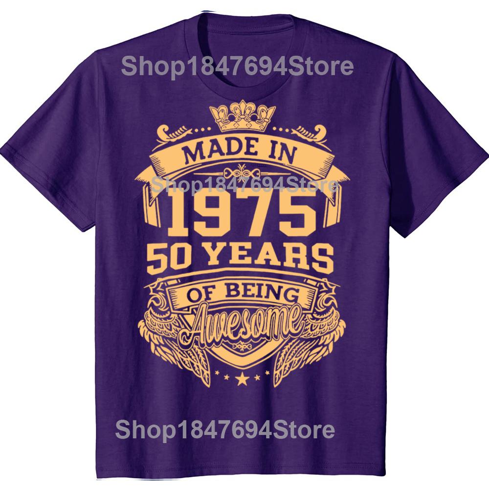 

Funny Made in 1975 50 Years of Being Awesome Vintage 50th Birthday T-shirts Men Casual Tshirt Loose Oversized Streetwear T Shirt XL