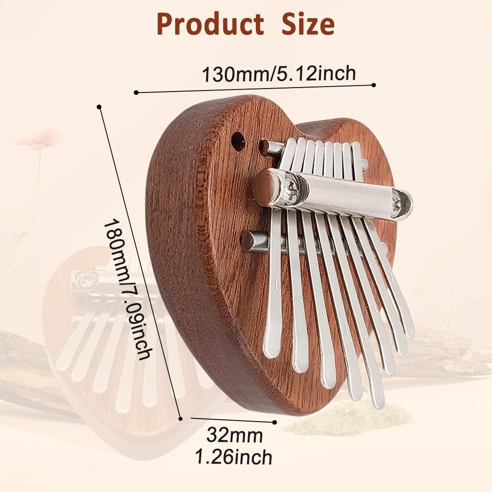 8 Key Kalimba Thumb Piano - Mini Wooden Finger Piano for Adults & Beginners Small Musical Instrument with Tuning Hammer & Study Guide - Portable