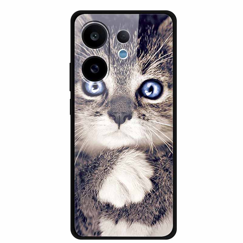 For Vivo V60 5G Glass Case Fashion Cool Animal Tempered Glass Back Cover Case For Vivo V 60 2025 Phone Cases 6.77" Fundas Coques