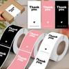 100 Stück/Rolle Rosa Danke-Aufkleber | Rechteckiger Verschlussaufkleber für Geschenkverpackungen, Dekoratives Etikett, Geschenkbox und Backbox, Glänzendes Papier