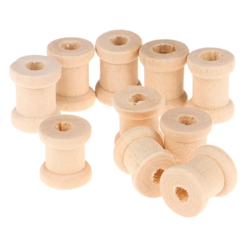 100 Pcs Wood Empty Spools Empty Sewing Spools Wood Sewing Bobbins Sewing Thread Ribbon Holder Empty Bobbins for Sewing