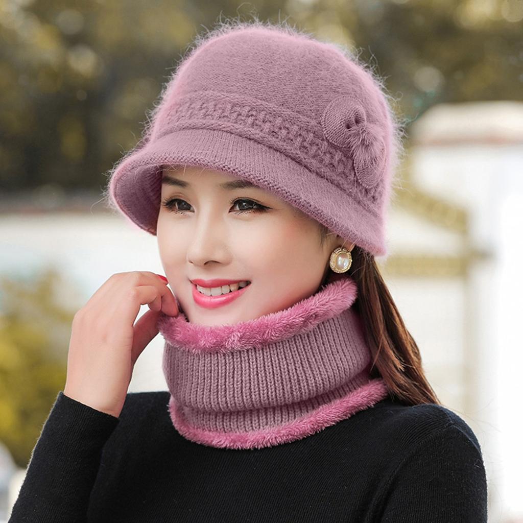 Winter Women's Warm Hat, Knitted Scarf, Woolen Hat