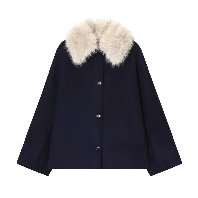 Europäisch-amerikanische Damenjacke mit Kunstpelzkragen 