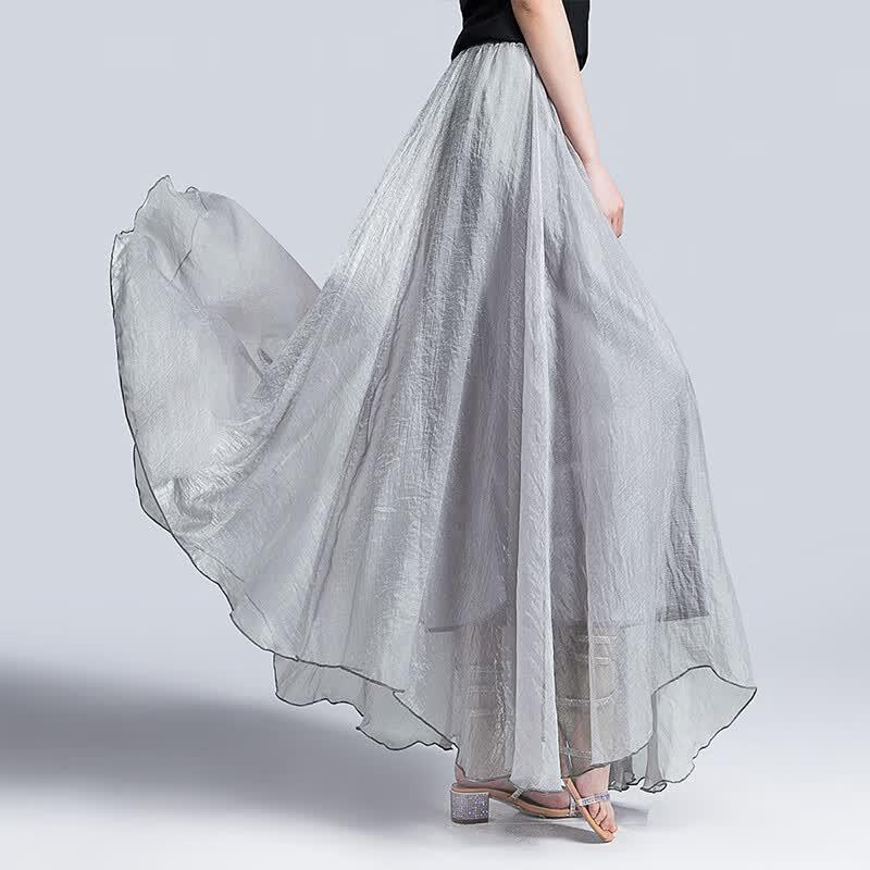 Silkbay Women's Irregular Hem Draped Maxi Skirt