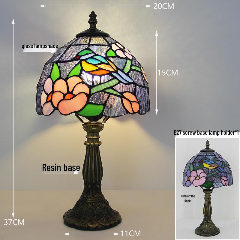 Tiffany Vintage Stained Glass Table Lamp for Bedside or Cafe
