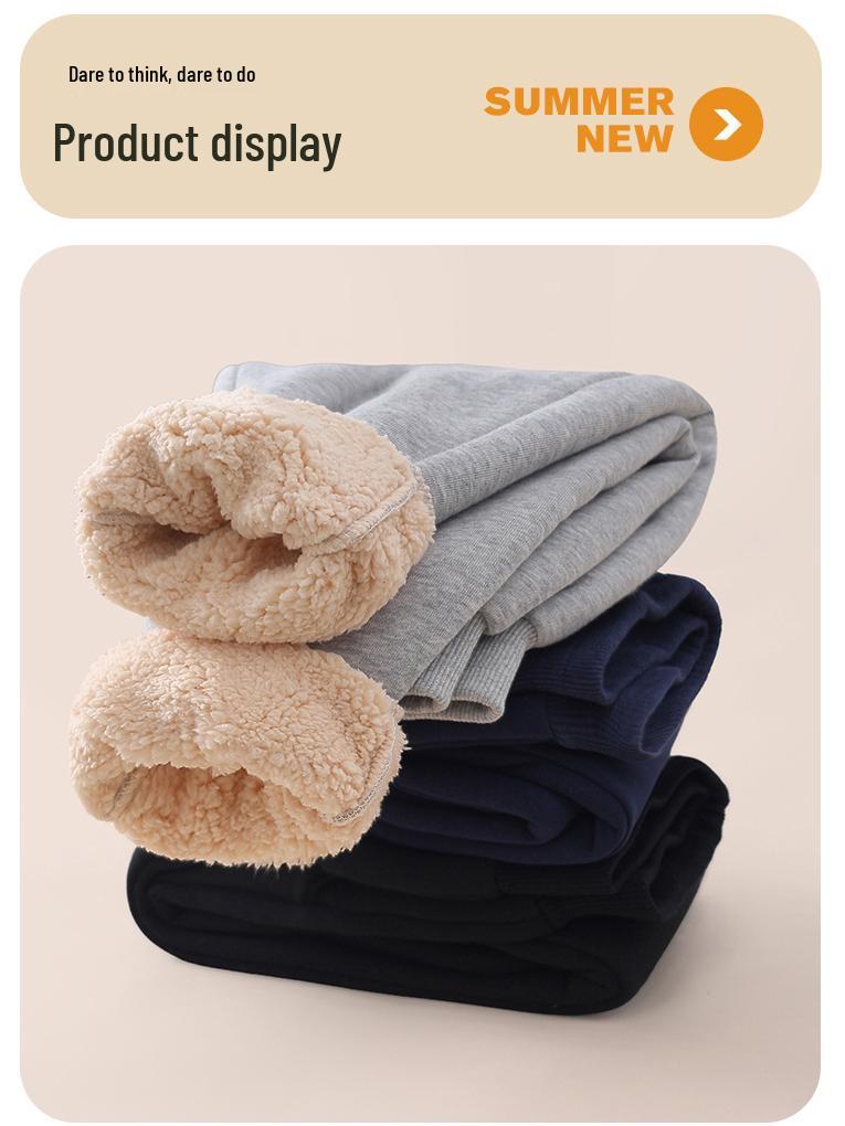 Brand Kids' Thickened Lambswool Sweatpants for Autumn/Winter - Boys' Warm Casual Long Pants