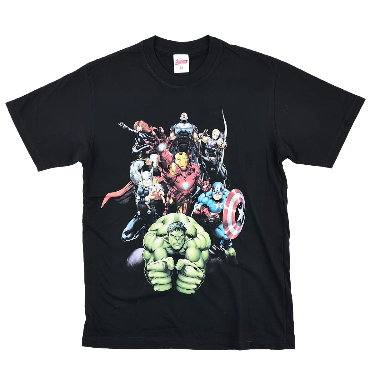 

EVERSOUL Marvel T-Shirt, Short Sleeve, Avengers, Hulk, Thor, Iron Man, American Comic Book Merchandise, Gift, Men s, Black, Size L [Parallel Import]