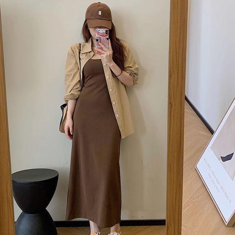 

Plus Size Curvy Girl Maillard High-End Autumn/Winter Body-Concealing Camisole Dress L recommended for 80-90 lbs