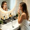 50cm No Drill Quick Drainage Bathroom Sink Shelf Over Faucet for Toothbrushes Cups Cosmetics Shampoos Kitchen Hotel Dormitory