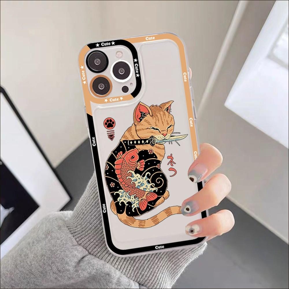 JAMULAR Neko Ramen Japan Cat Anime Phone Case For IPhone 11 12 13 Mini Pro XS MAX 8 7 6 6S Plus X 5S SE 2020 XR Clear Case