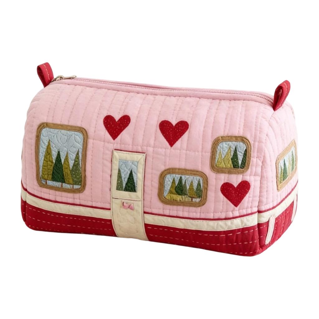 Quilted Storage Bag Cosmetic Organizer Multifunctional Travel Pouch Small Size Durable Lightweight Portable