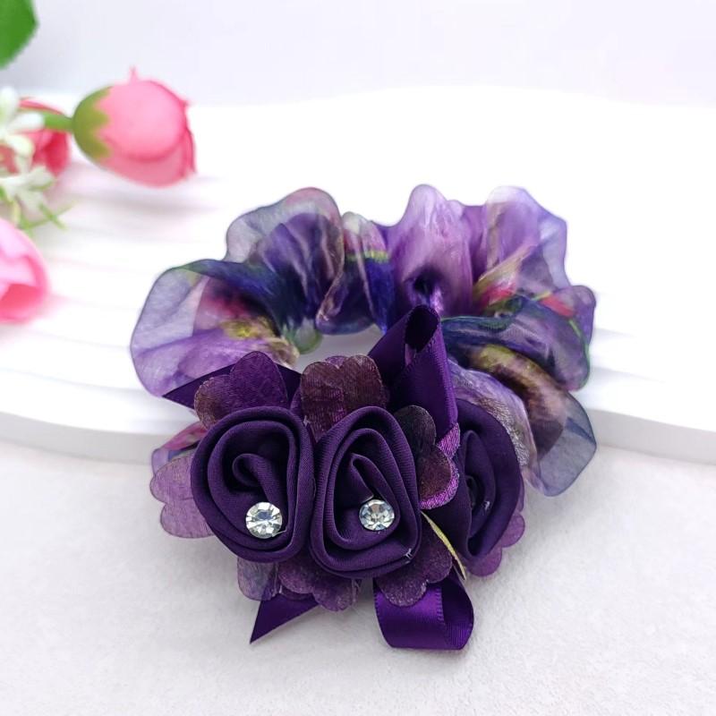 Haargummis und Haarbänder Blume Scrunchie Elastisches Gummiband Hochsteckfrisur Dutt Kopfschmuck Haar Accessoires elegantes Haarseil