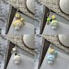 Cute Cartoon Flocking Little Bear Keychain Kawaii Pesin Mobile Phone Rope Pendant Backpack Decoration Pendant Accessories Gift