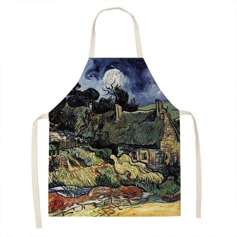 1 kus vintage umělecká olejomalba tištěná zástěra kuchyňská vaření pečení zástěra domácí čisticí doplňky unisex