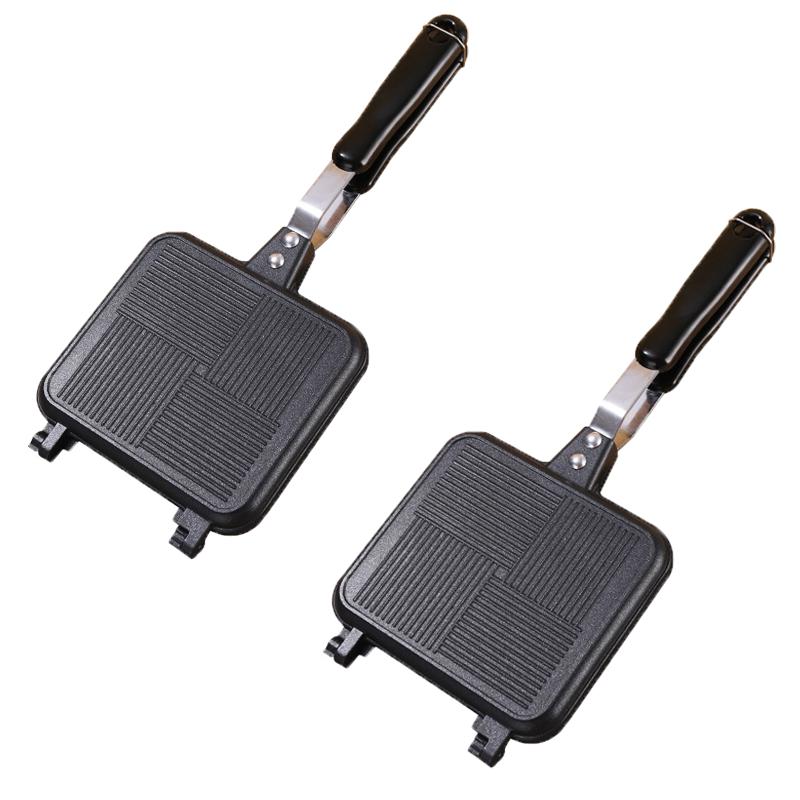 Doppelseitiger Antihaft-Sandwichmaker Eisen Brot Toast Frühstücksmaschine Waffel Pfannkuchen Backen Barbecue Ofenform Grill Braten