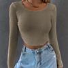 Women Square Neck Vintage Solid Sweater Pullovers Casual Long Sleeves Jumpers Autumn Female Slim Kintting Top