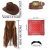 PESENAR Western Cowboy Kostüm Zubehör Set Cowboyhut Taschentuch Anstecker Denim-Set Halloween Party Verkleidung